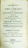 AUCTION CATALOGUES  ROXBURGHE, JOHN KER, Duke of. A Catalogue of the Library.  1812.  With supplement and price list.